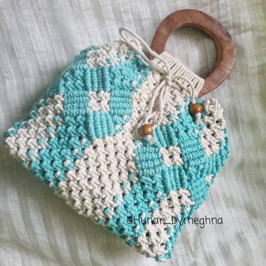 Macrame drawstring bag