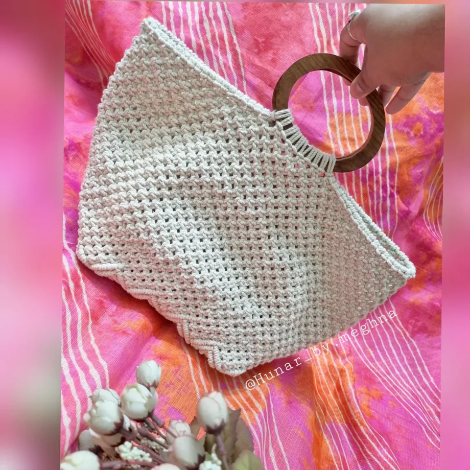 handmade bag macrame basket bag handknotted crochet