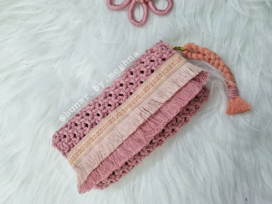 macrame wristlet clutch handmade wallet