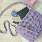 macrame shoulder bag in lavender