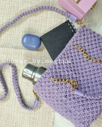 macrame shoulder bag in lavender