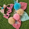 pink and blue kids name plate macrame handcrafted