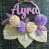 macrame leaf personalized pompom name hanging