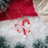 macrame candy cane Christmas ornament