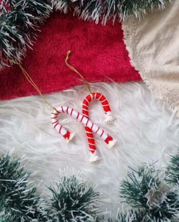 macrame candy cane Christmas ornament