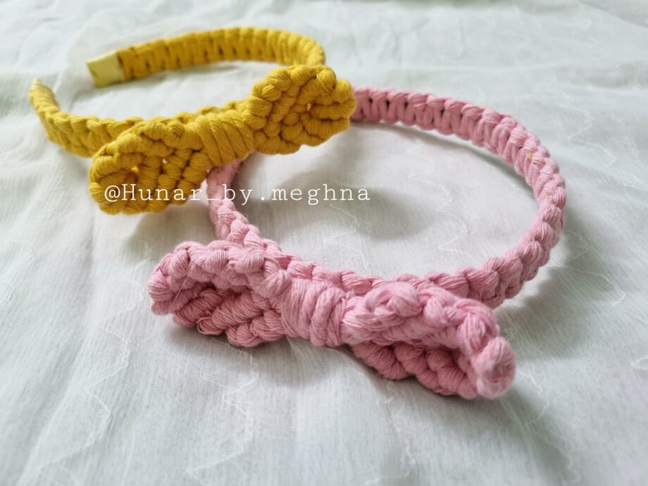 side knot bow hairband macrame