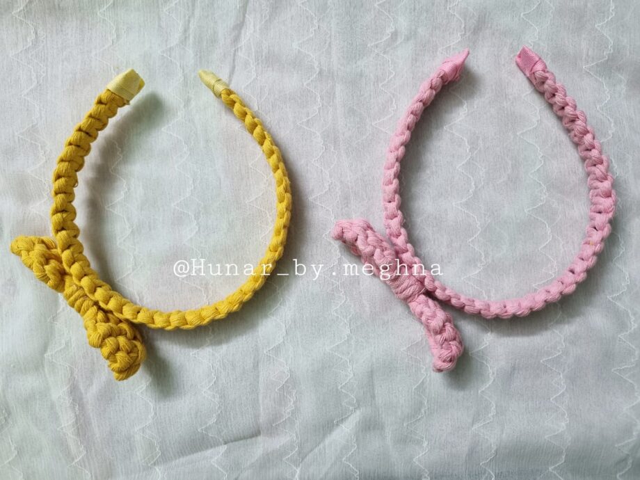 macrame side knot bow hairband handmade