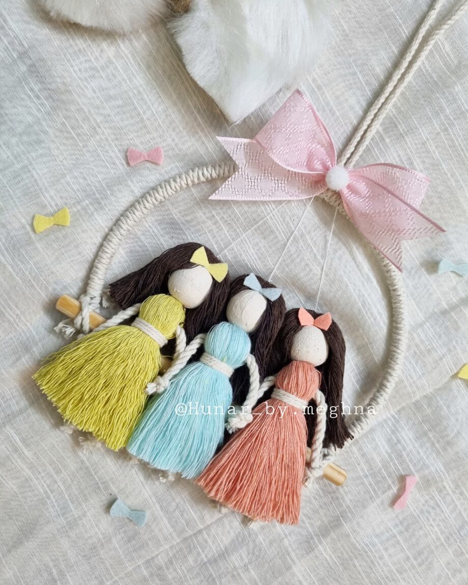 Macrame Bow Barbies Doll Hanging