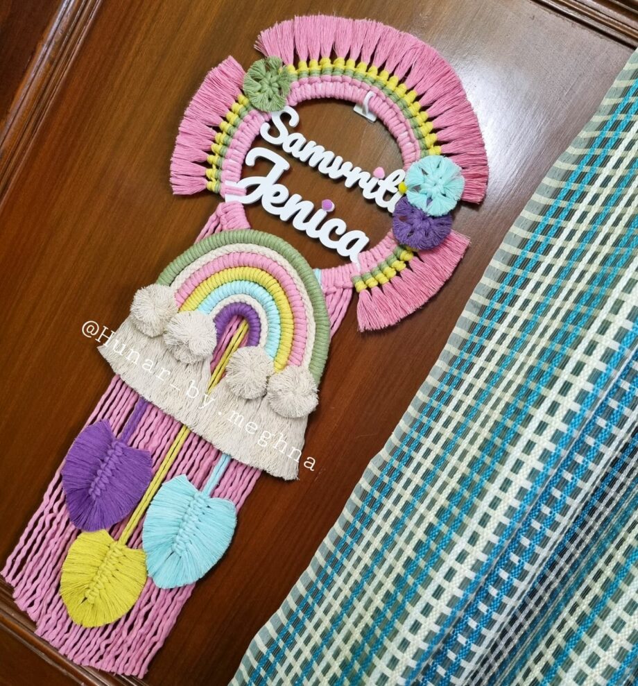 Pretty in pink Rainbow name hanging