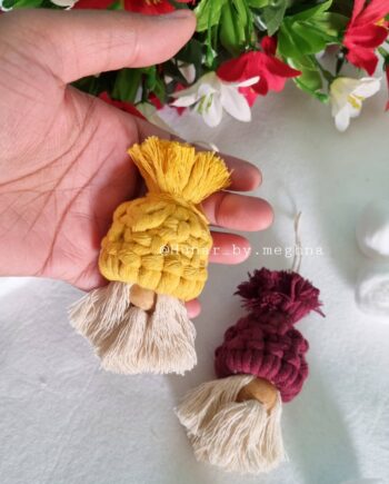 macrame gnome Christmas tree ornament