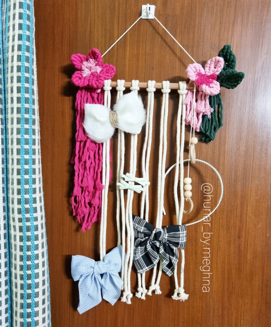 Macrame Floral Hair Accessories Organizer
