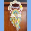 macrame name hanging with rainbow