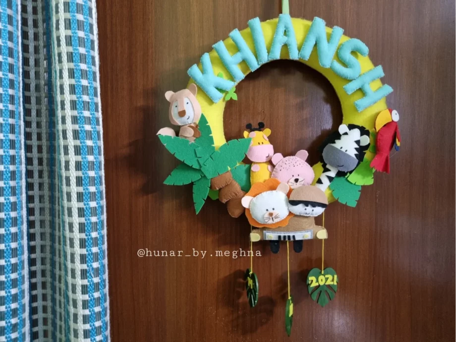 jungle theme kids name hanging with felt