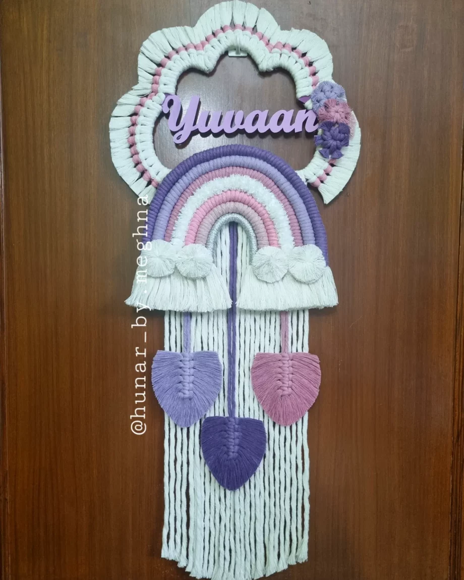 Lavender love Rainbow name hanging