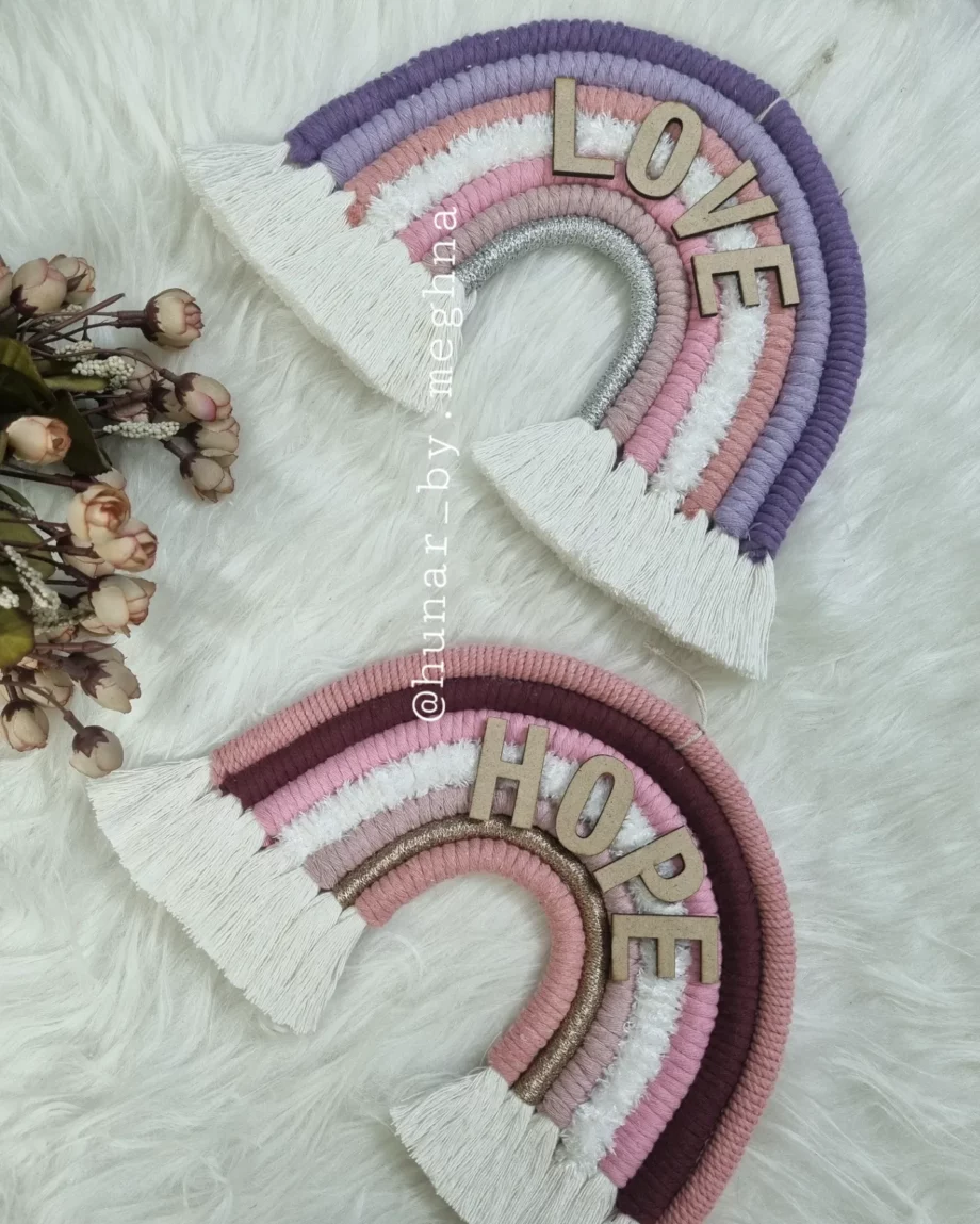 macrame rainbow wall hanging