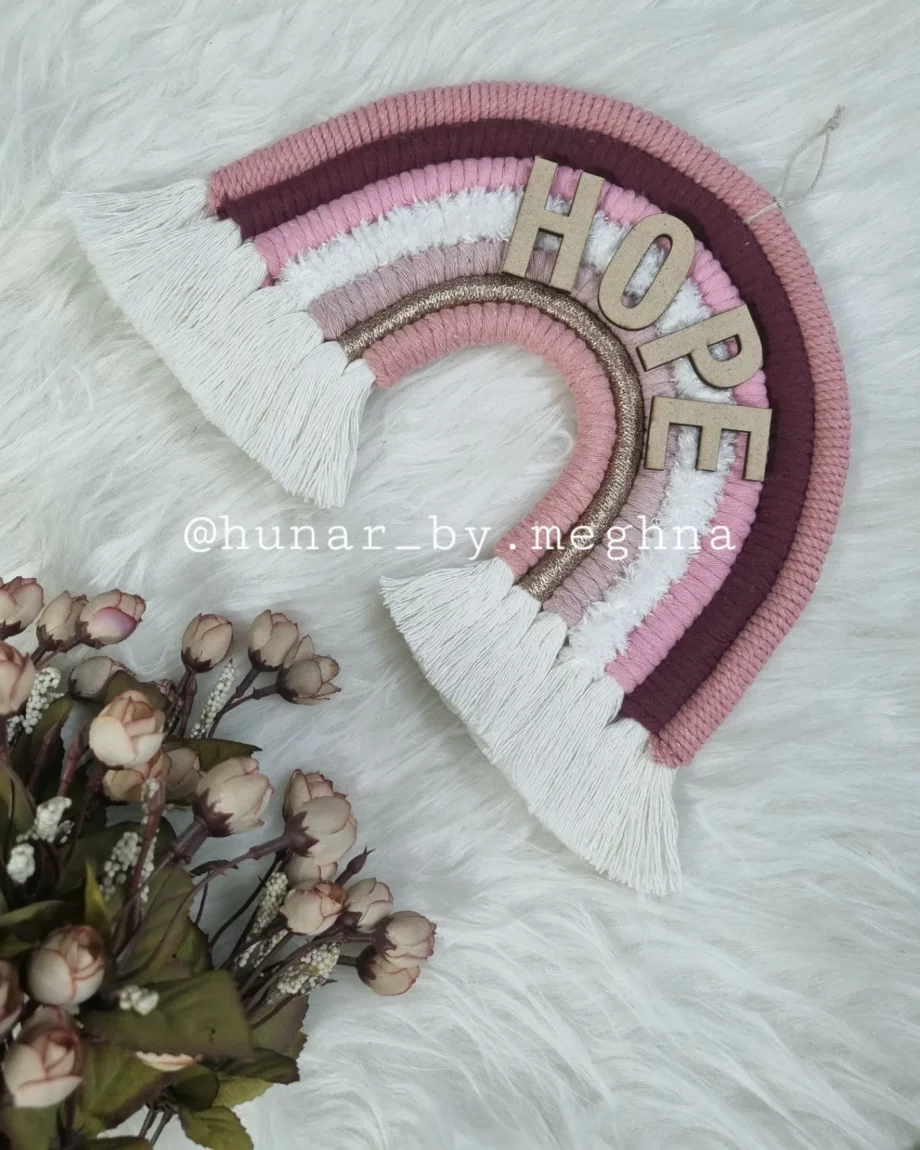 personalized rainbow name hanging macrame