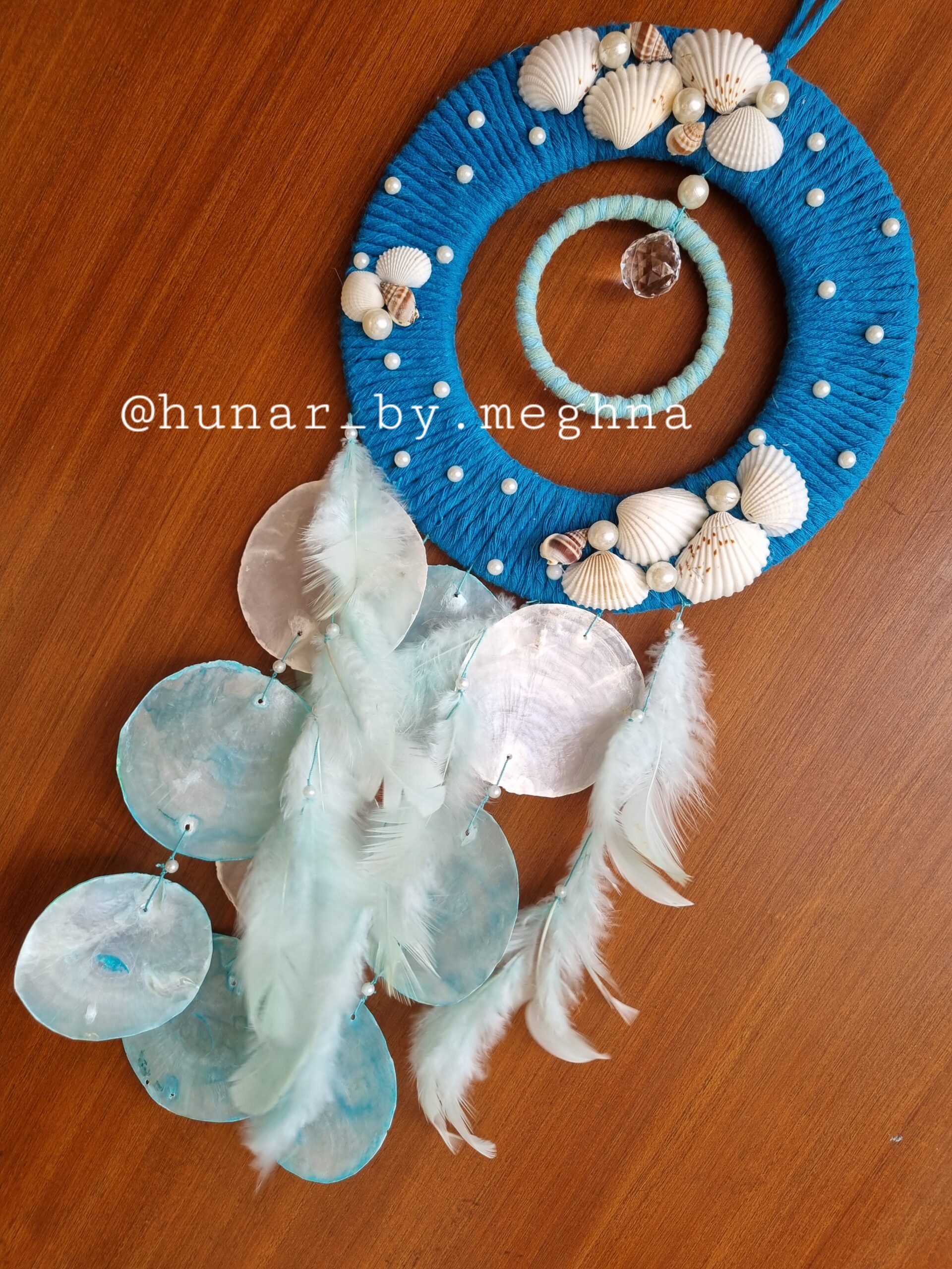 capiz shell wind chime with suncatcher crystal