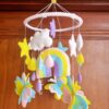 felt baby mobile with rainbow and butterfly