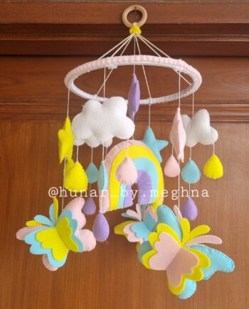 pastel buttery fly baby mobile crib hanging for nursery decor