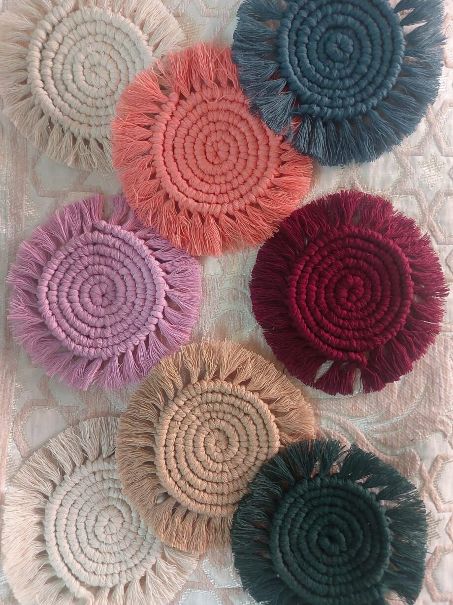 dining essentials crochet macrame coasters