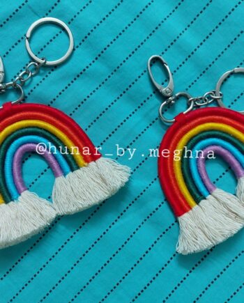 macrame rainbow keychain bag tags