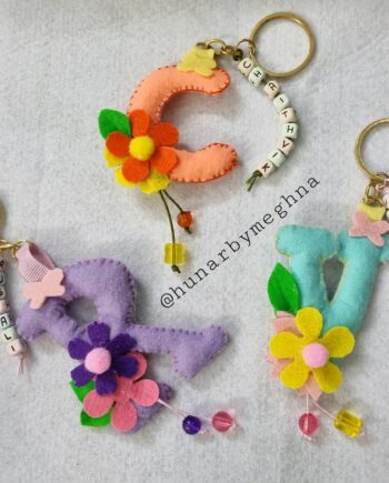 personalized initial keychain floral theme