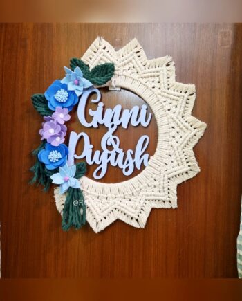 macrame mandala couple name hanging