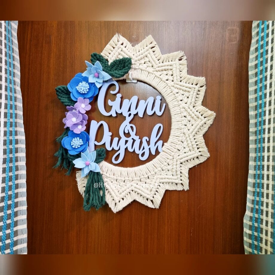 macrame mandala couple name hanging