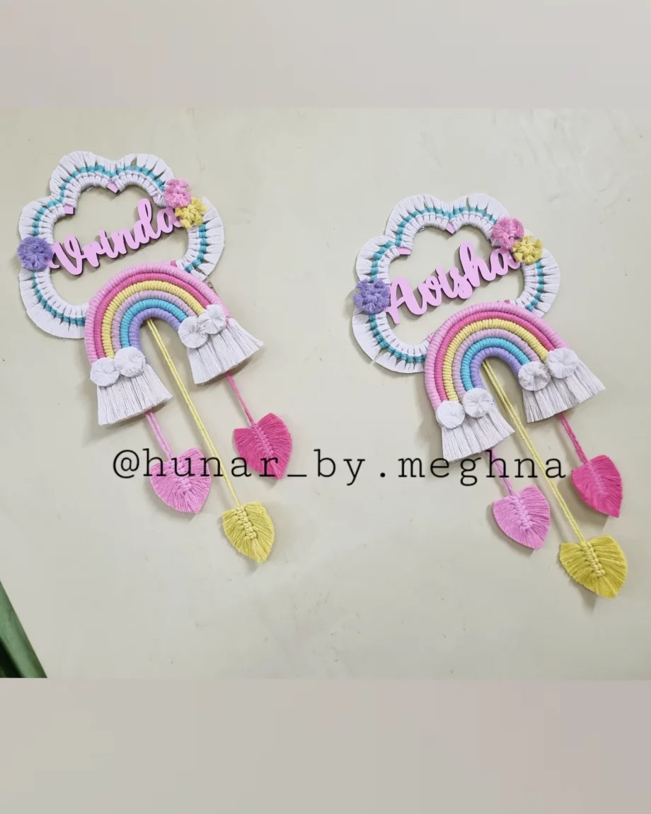 macrame kids name hanging