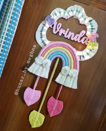 rainbow themed kids name hanging