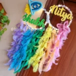 kids name hanging dreamcatcher rainbow theme with 2 names