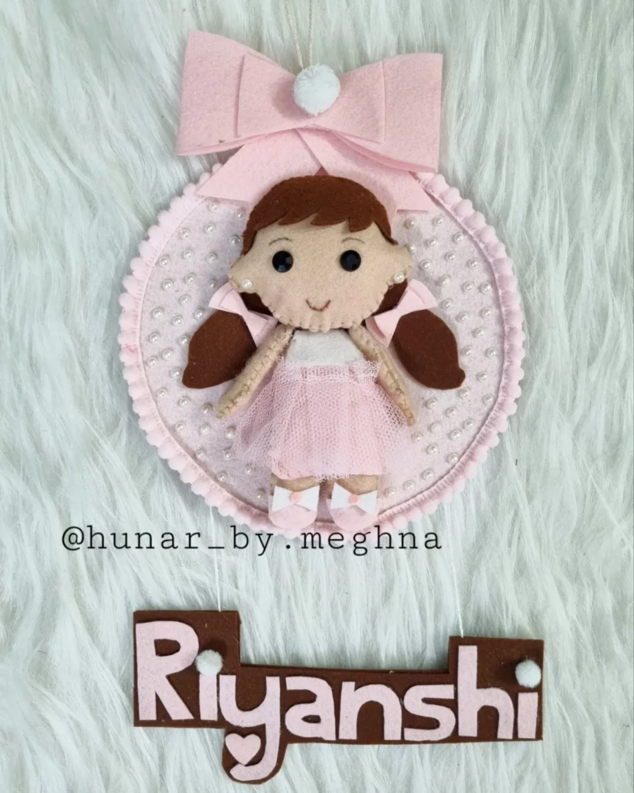 handmade doll theme name hanging for kids