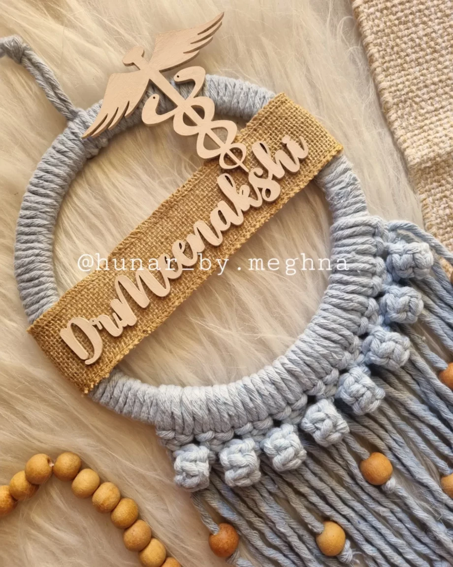 doctors name plate macrame