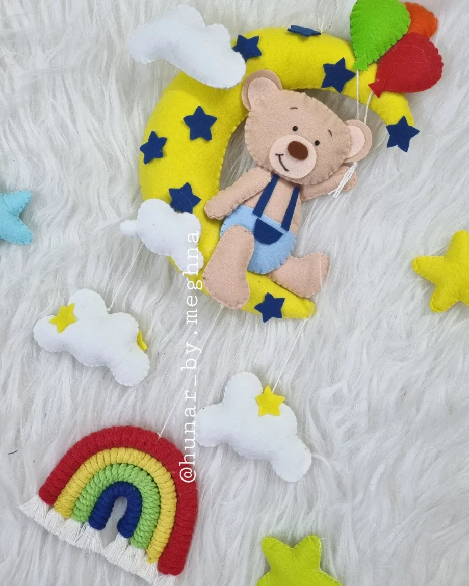 teddy on moon kids door hanging