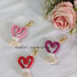 macrame heart keychain charm