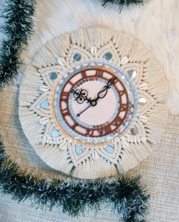bohemian wall clock macrame mandala