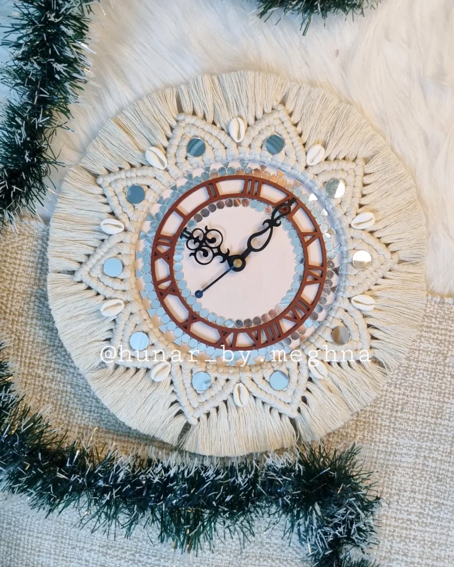 bohemian wall clock macrame mandala