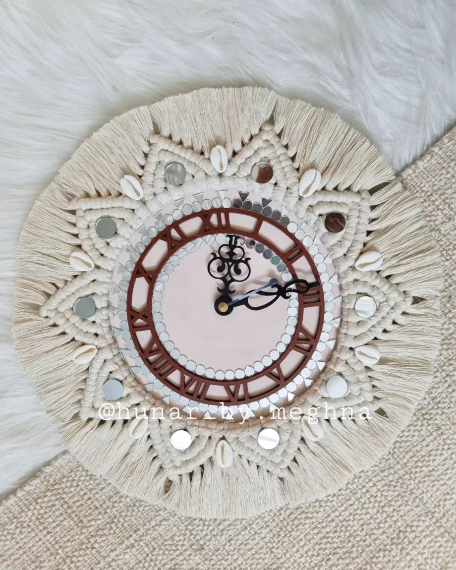 wall clock macrame mandala