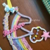 macrame unicorn rainbow theme name hanging