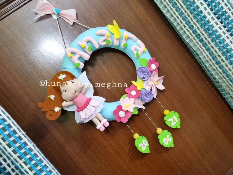 kids name plate in flower theme