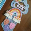 macrame rainbow couple name plate