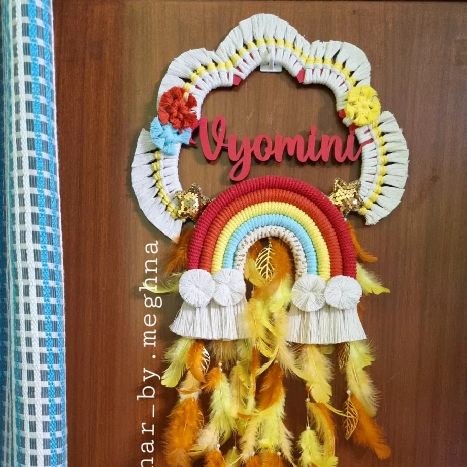 rainbow dreamcatcher personalized in sunshine warm colors