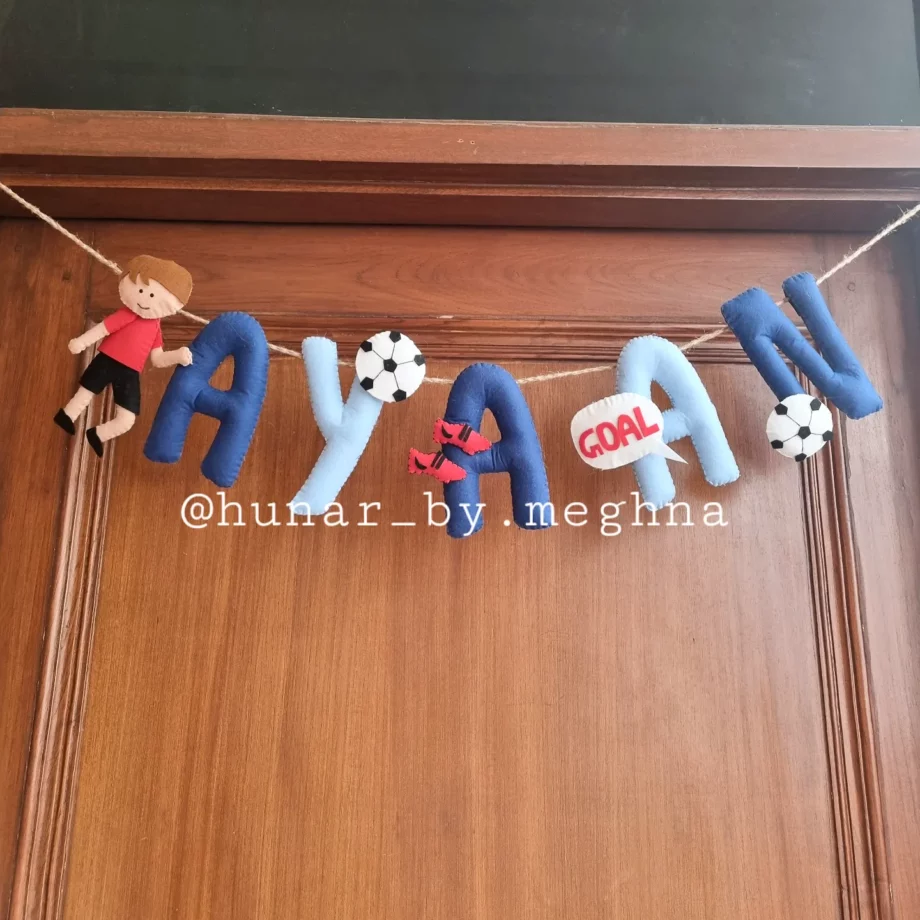 football theme kids name hanging bunting for boys