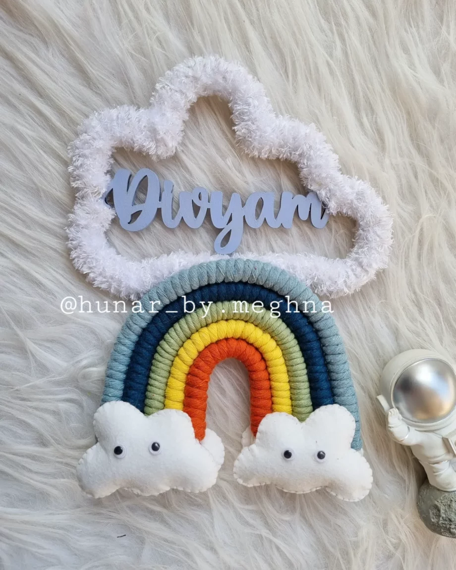 rainbow and cloud name hanging for kids