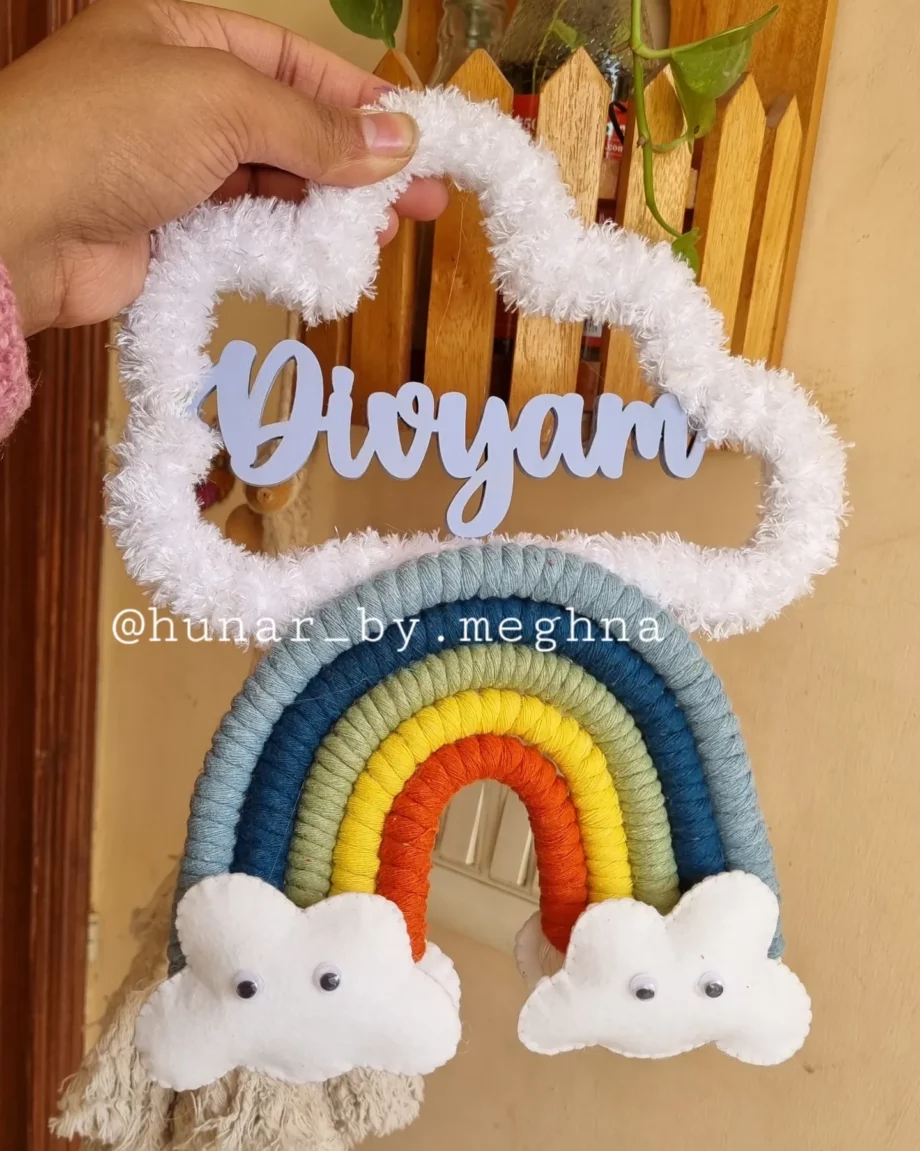 kids name hanging rainbow theme