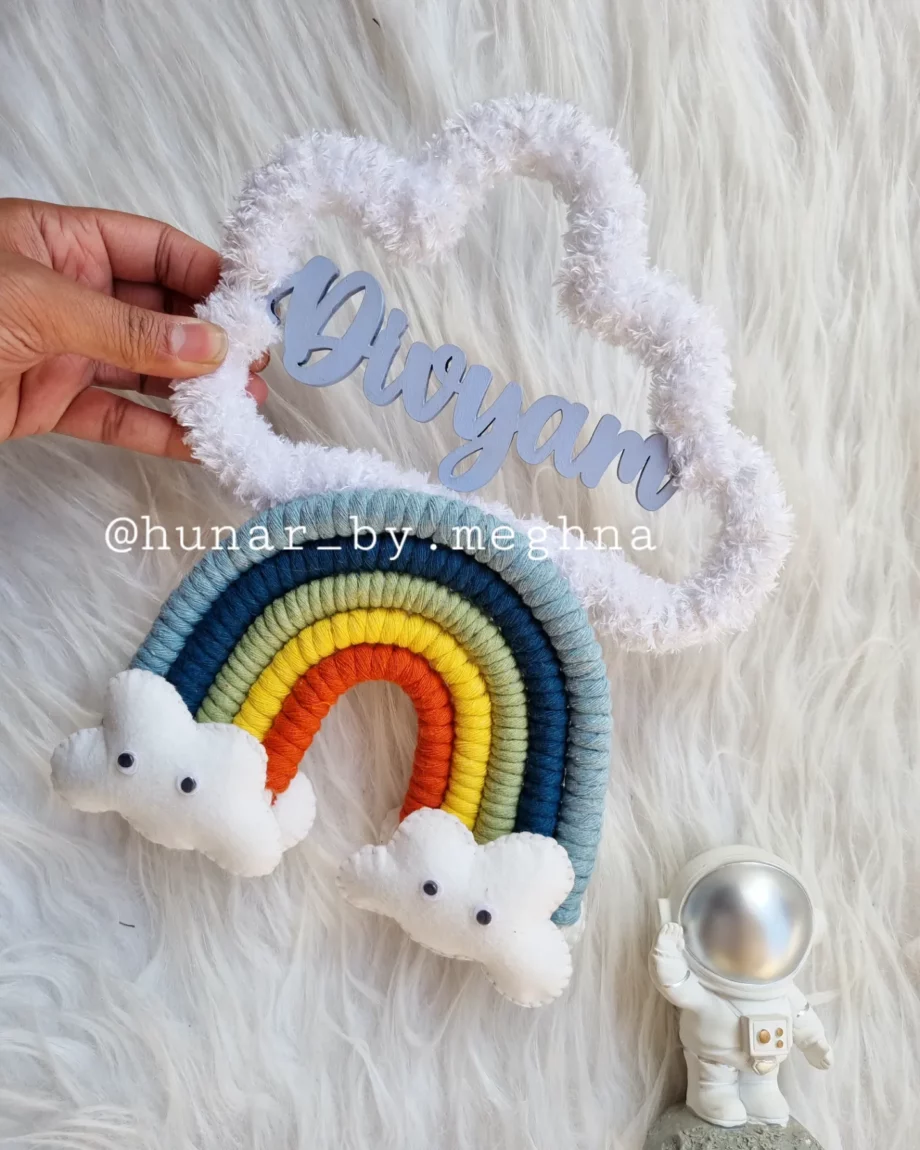 rainbow cloud name hanging for kids