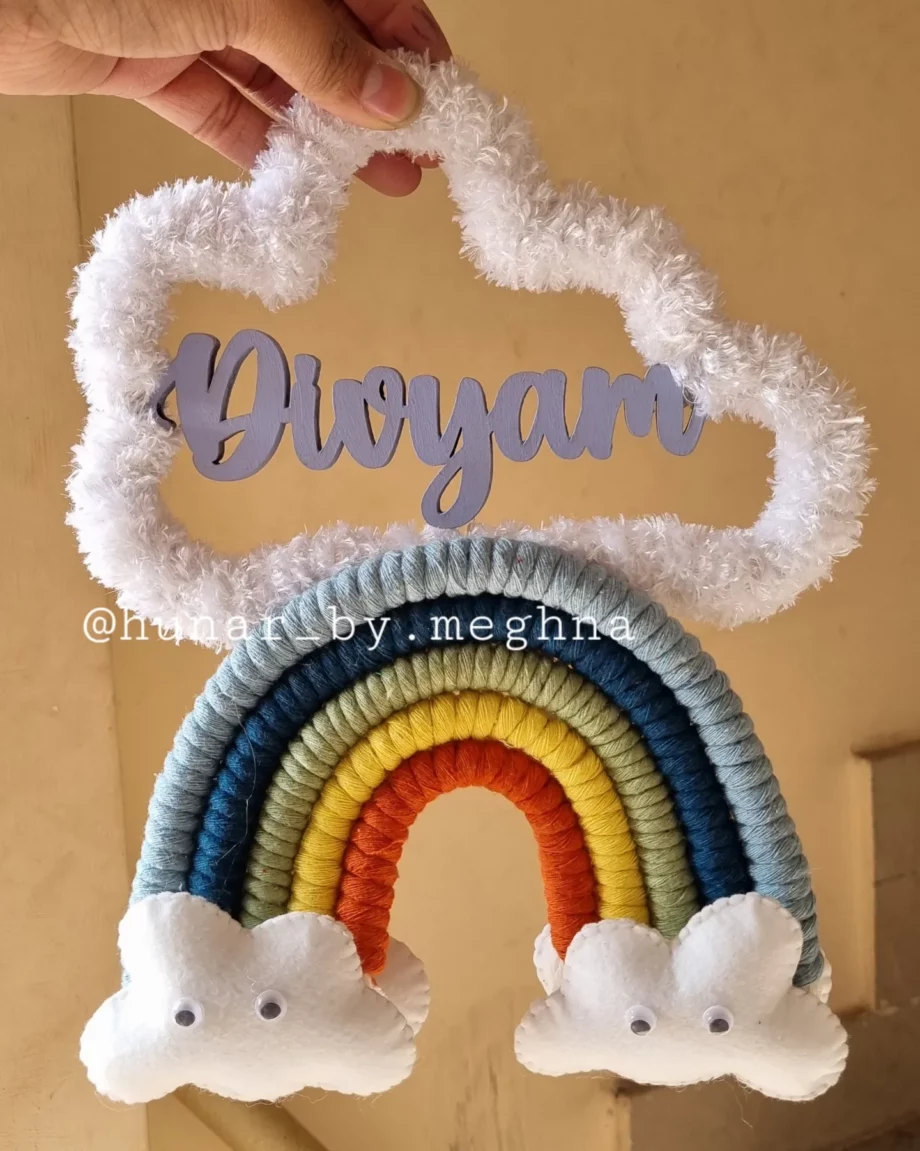 cloud name hanging for kids macrame