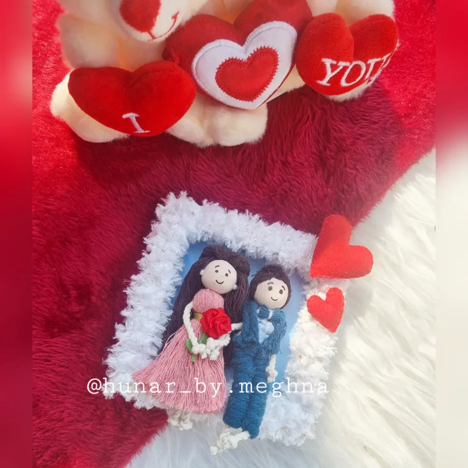 macrame doll couple frame for valentine special