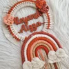 rainbow theme macrame name plate