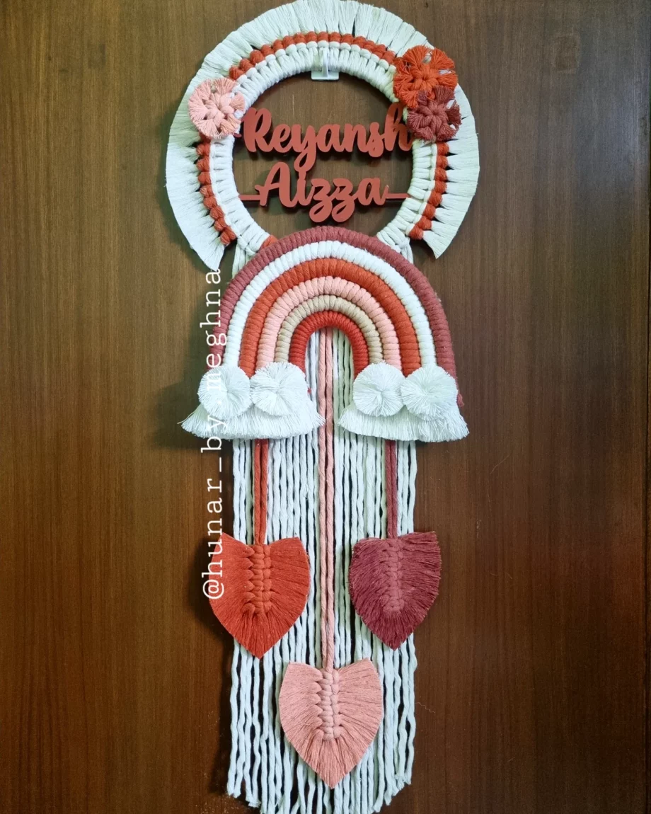 kids name plate in rainbow theme nursery decor